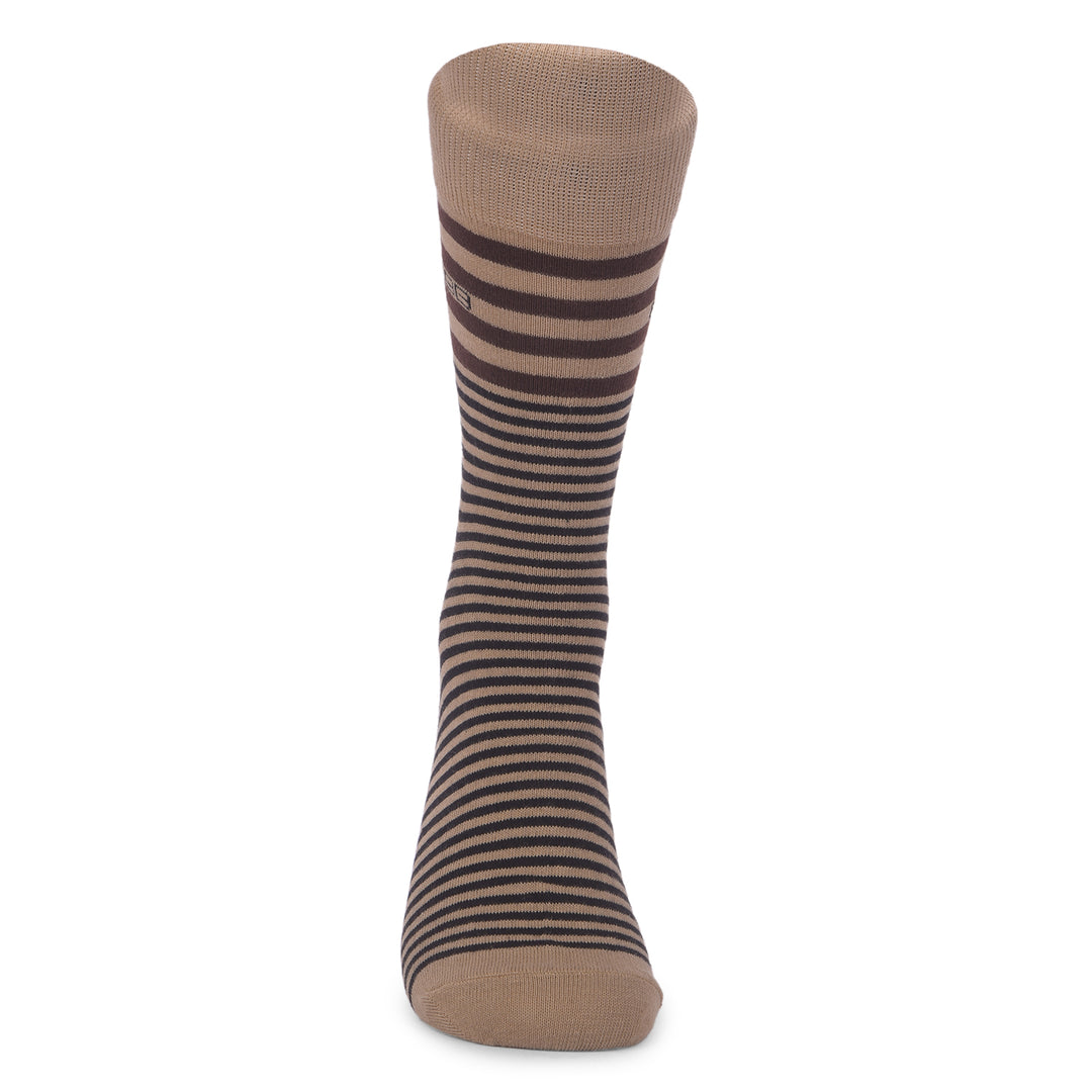 COBB KHAKI STRIPED FULL-ANKLE SOCKS