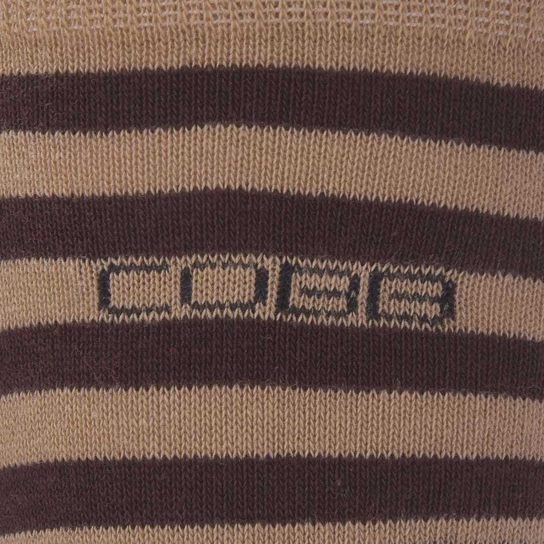 COBB KHAKI STRIPED FULL-ANKLE SOCKS