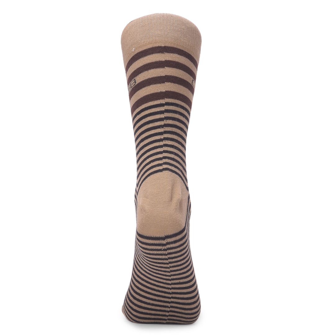 COBB KHAKI STRIPED FULL-ANKLE SOCKS