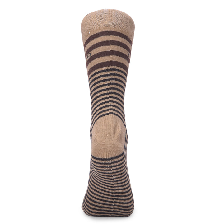 COBB KHAKI STRIPED FULL-ANKLE SOCKS