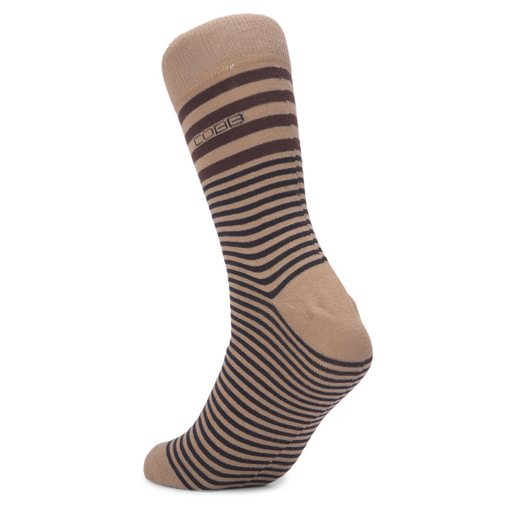 COBB KHAKI STRIPED FULL-ANKLE SOCKS