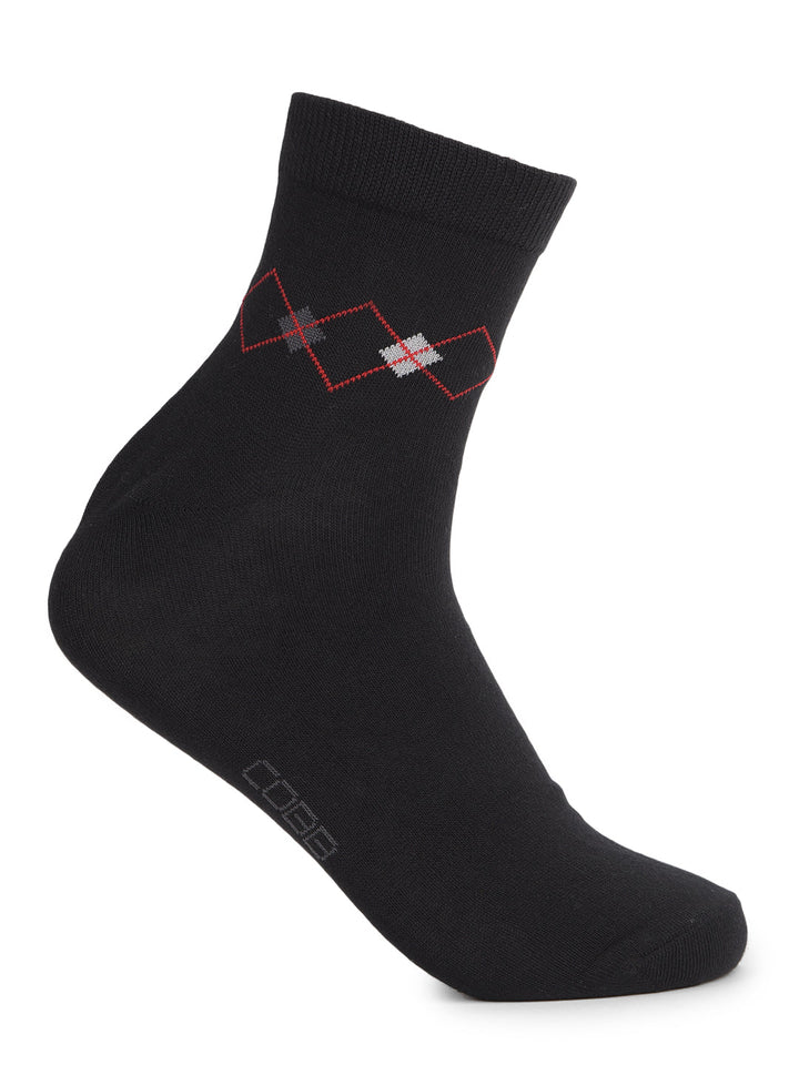 COBB BLACK PRINTED HALF-ANKLE SOCKS
