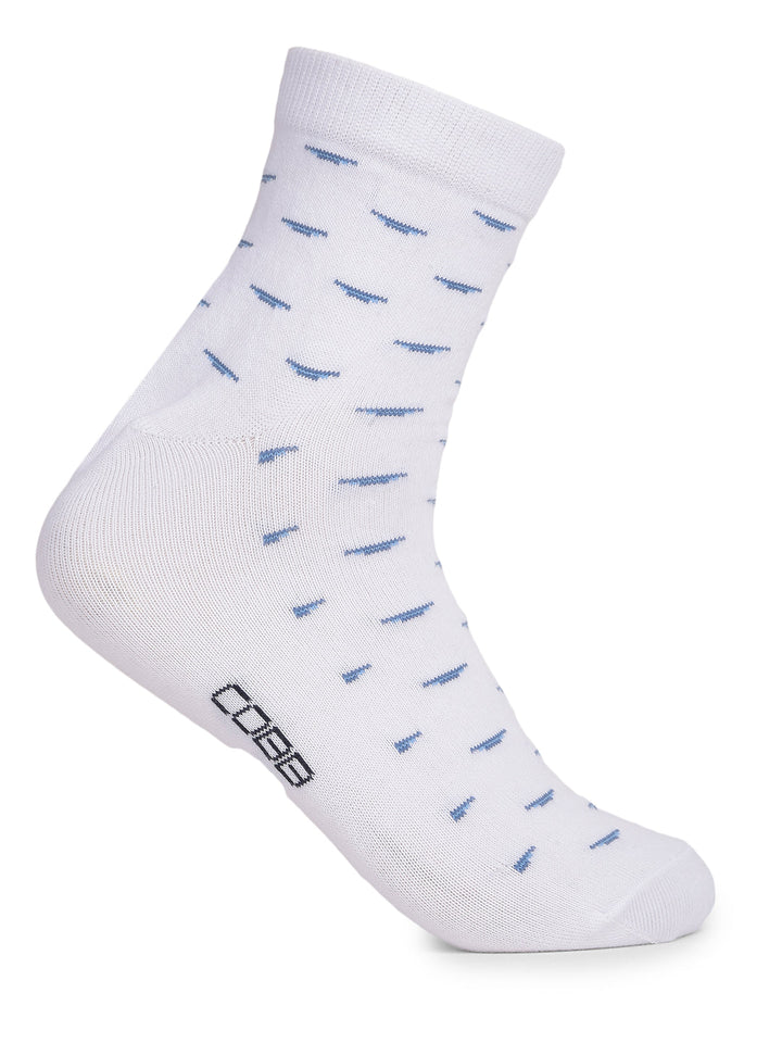 COBB WHITE SELF-DESIGN HALF-ANKLE SOCKS