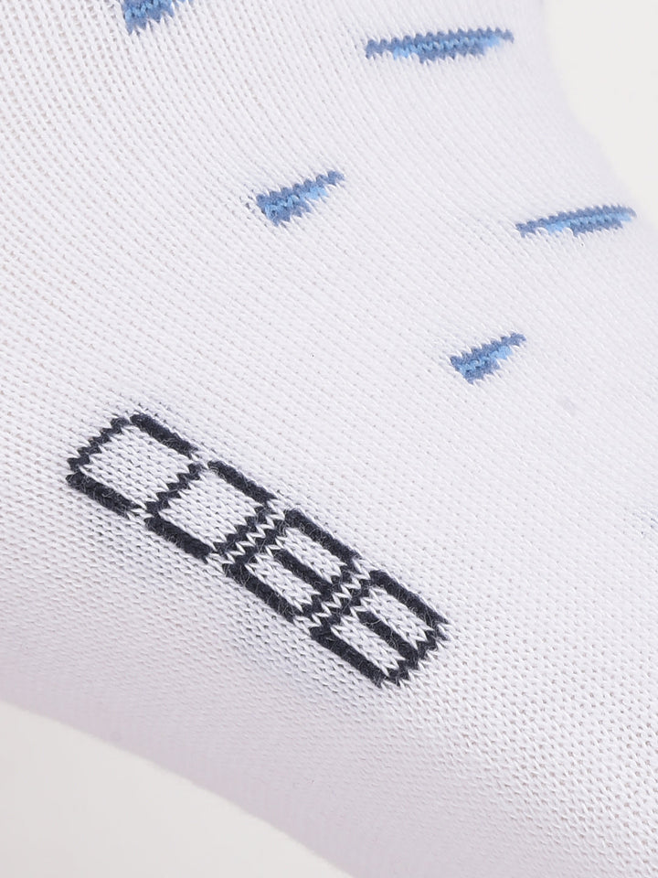 COBB WHITE SELF-DESIGN HALF-ANKLE SOCKS