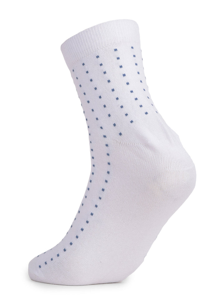 COBB WHITE SELF-DESIGN HALF-ANKLE SOCKS