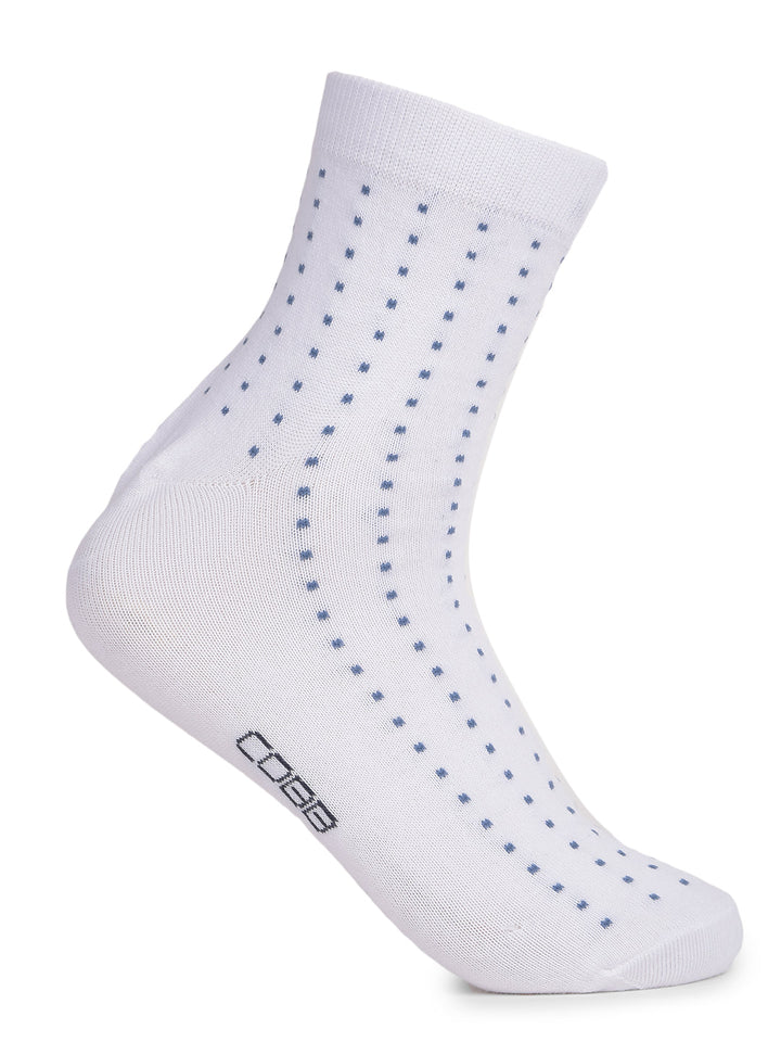 COBB WHITE SELF-DESIGN HALF-ANKLE SOCKS