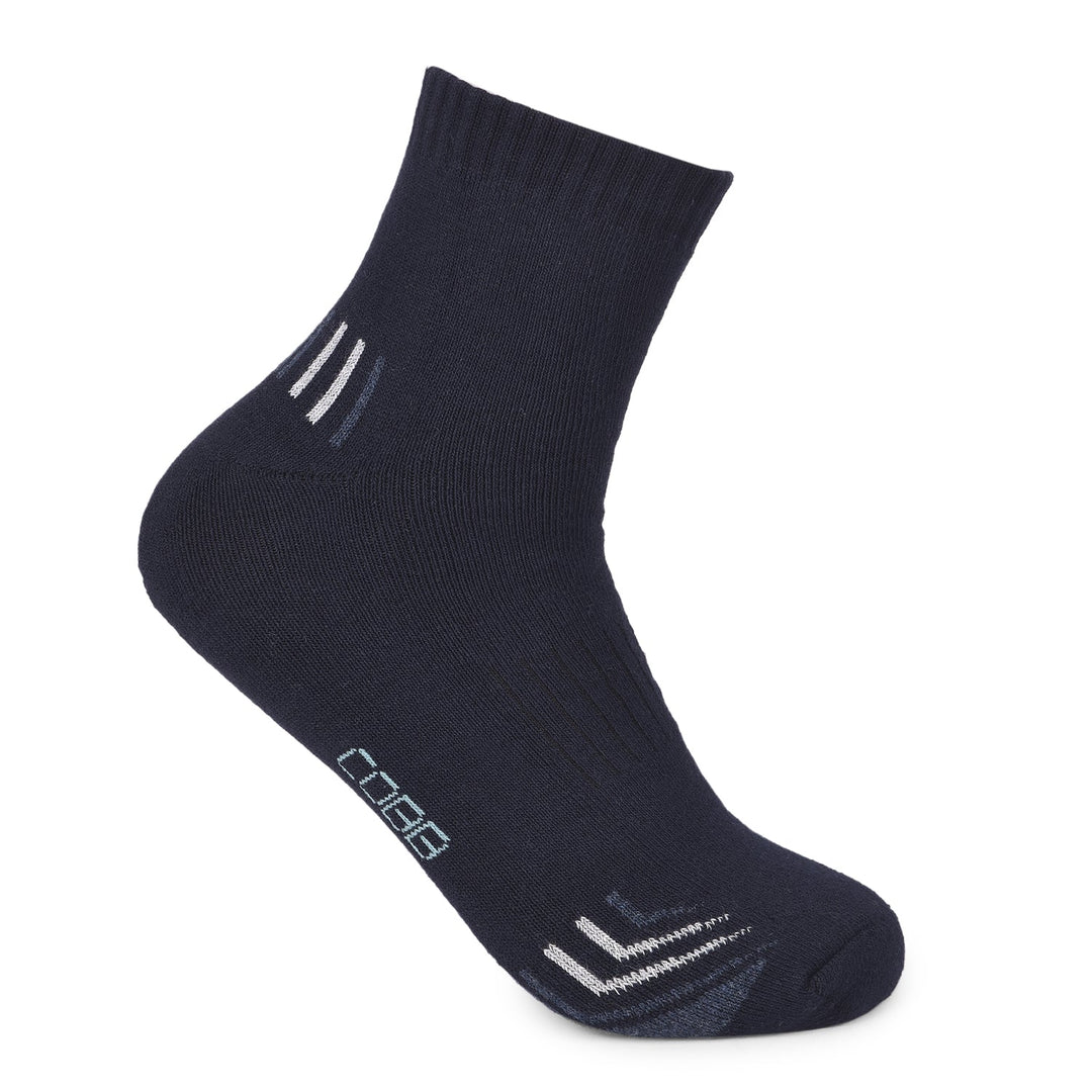 COBB DARK BLUE SELF-DESIGN HALF-ANKLE SOCKS