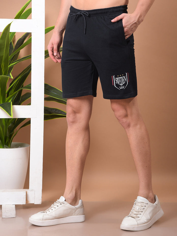 cobb navy blue printed regular-fit shorts