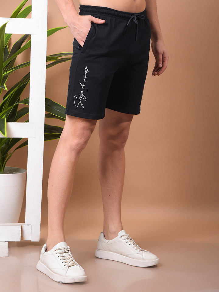 COBB NAVY BLUE PRINTED REGULAR-FIT SHORTS