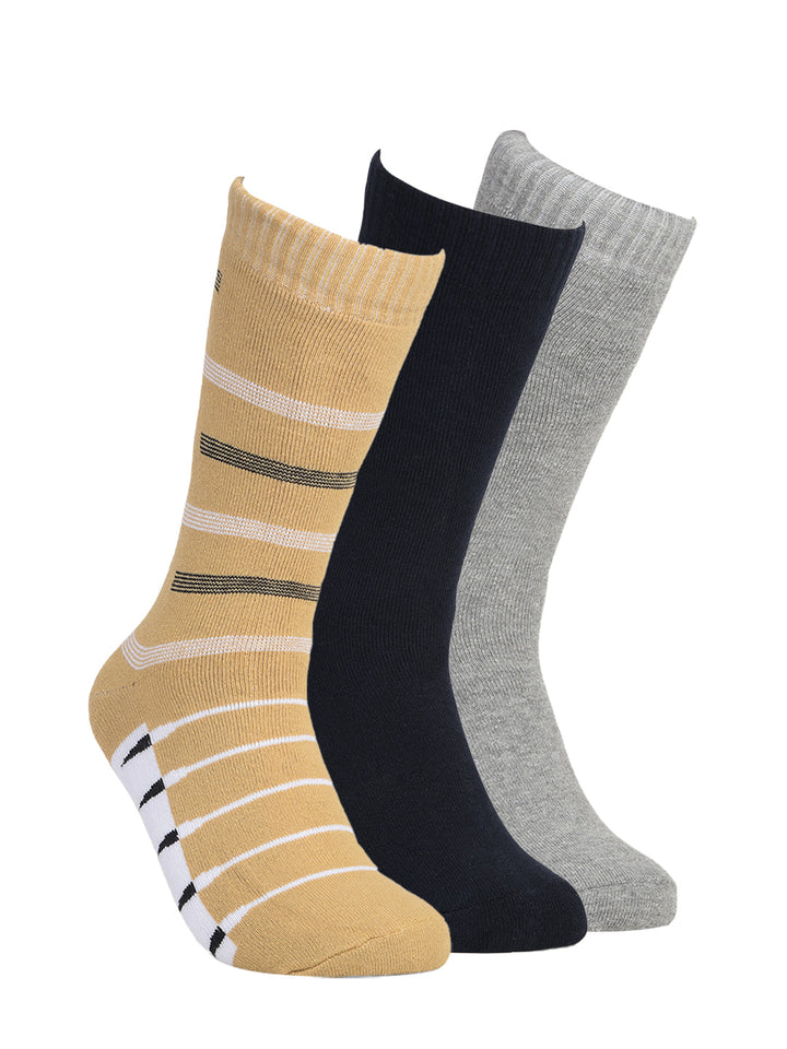 COBB KHAKI NAVY GREY PACK OF 3 FULL-LENGTH SOCKS