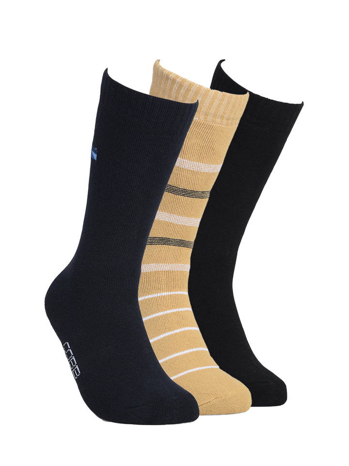 COBB NAVY KHAKI BLACK PACK OF 3 FULL-LENGTH SOCKS