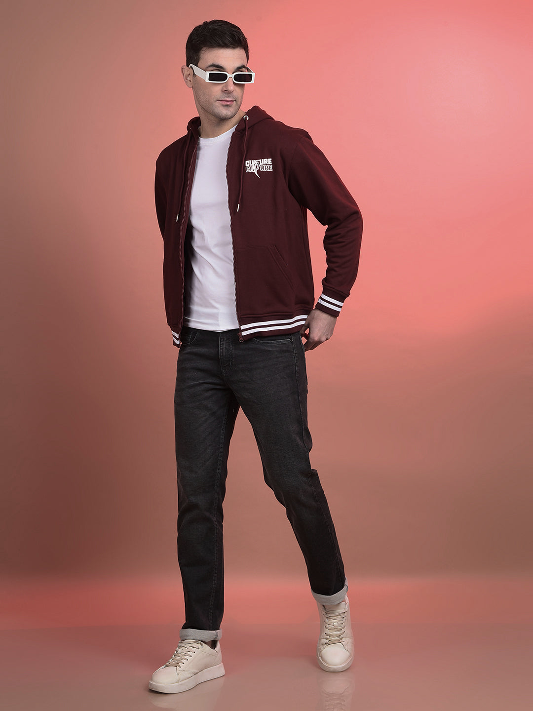 COBB WINE PRINTED ZIP-UP HOODIE