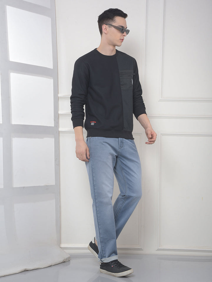 COBB BLACK SELF-DESIGN ROUND NECK SWEATSHIRT