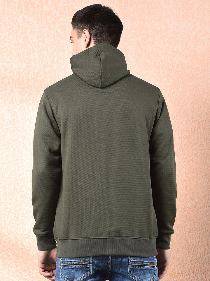 cobb solid olive zip-up hooded sweatshirt