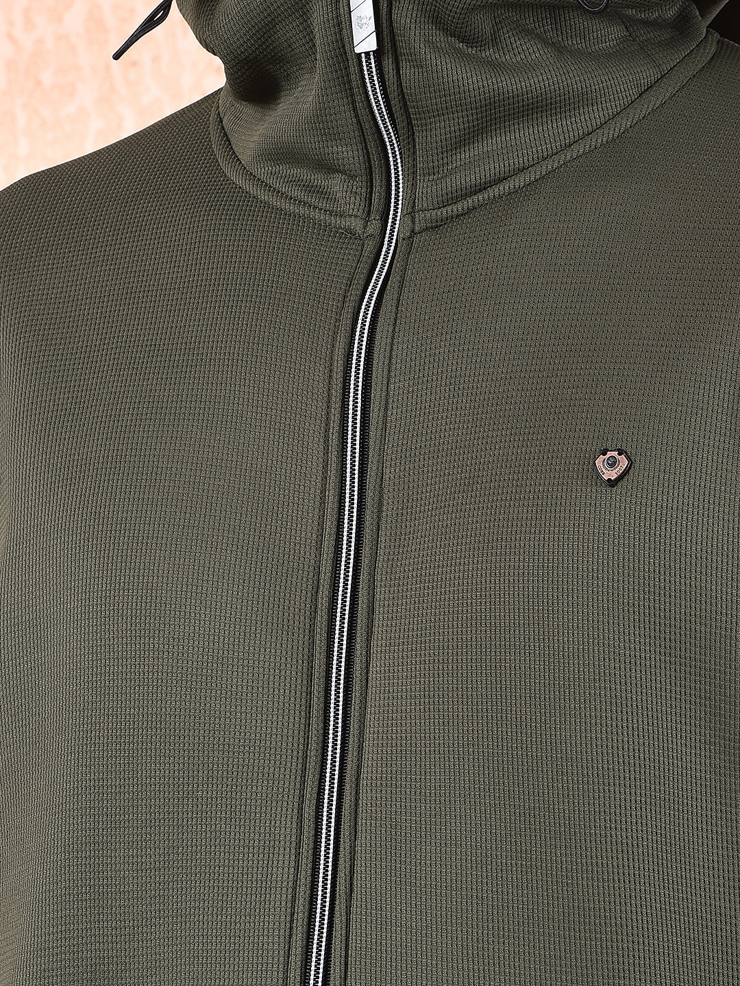 cobb solid olive zip-up hooded sweatshirt