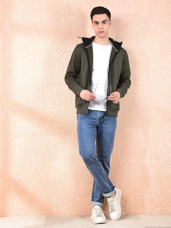 COBB SOLID OLIVE ZIP-UP HOODED SWEATSHIRT