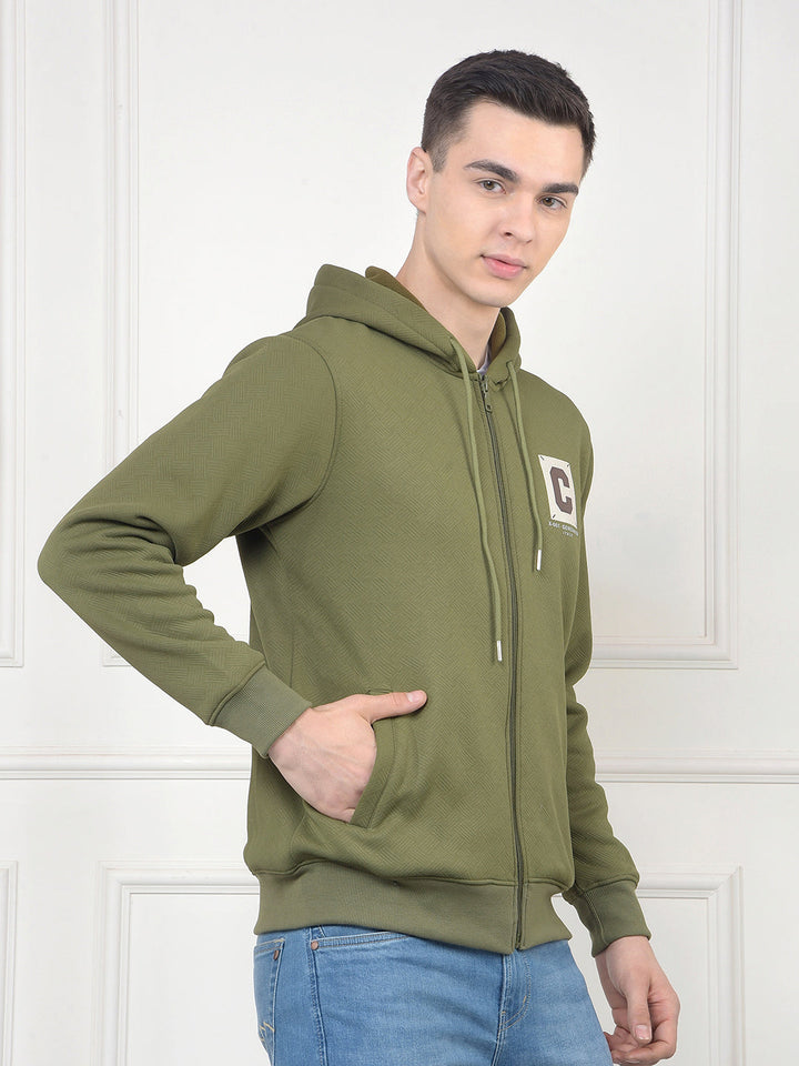 cobb green self-design zip-up hoodie