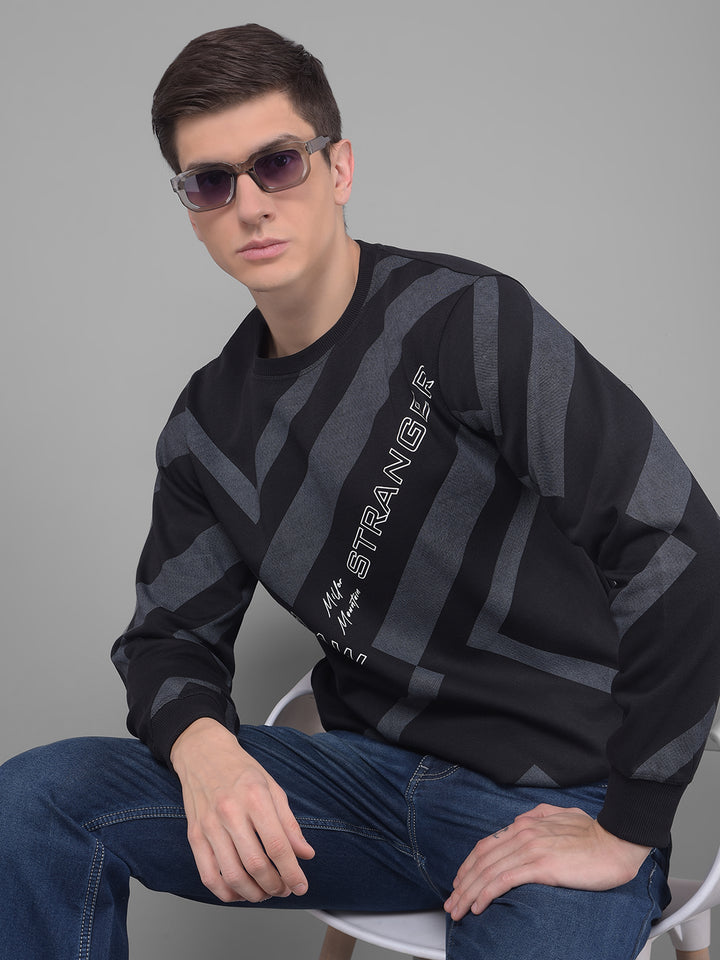 COBB BLACK PRINTED ROUND NECK SWEATSHIRT