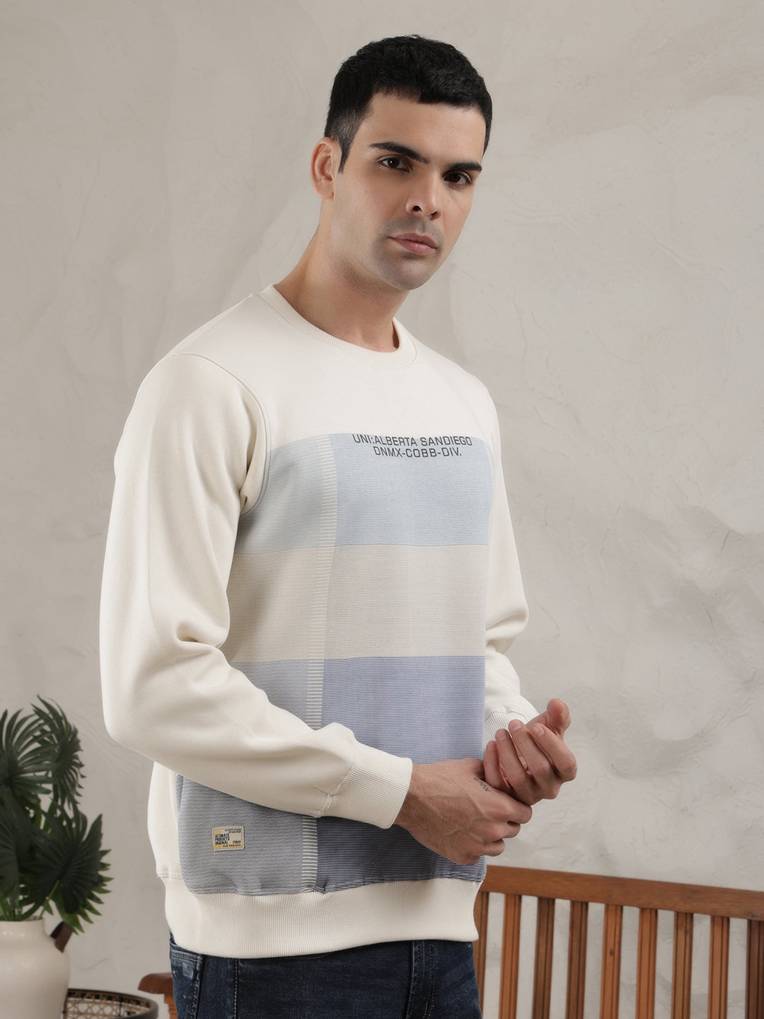 COBB CREAM PRINTED ROUND NECK SWEATSHIRT