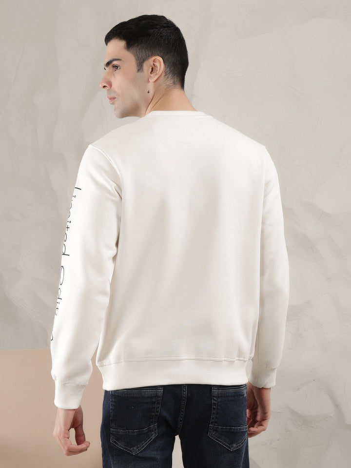 cobb cream printed round neck sweatshirt