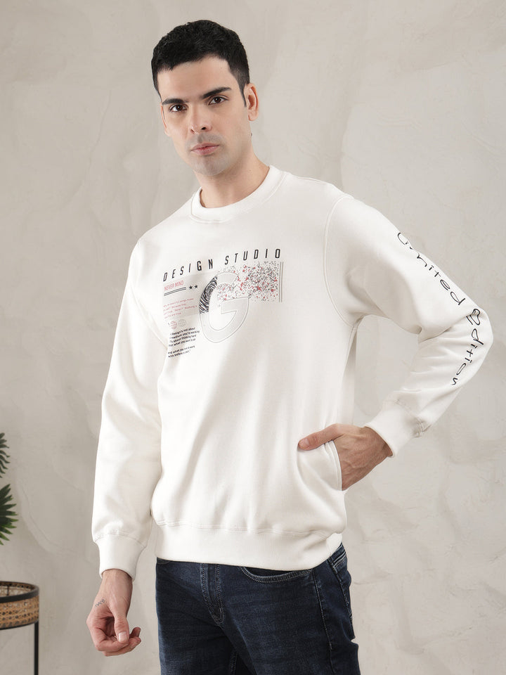 COBB CREAM PRINTED ROUND NECK SWEATSHIRT