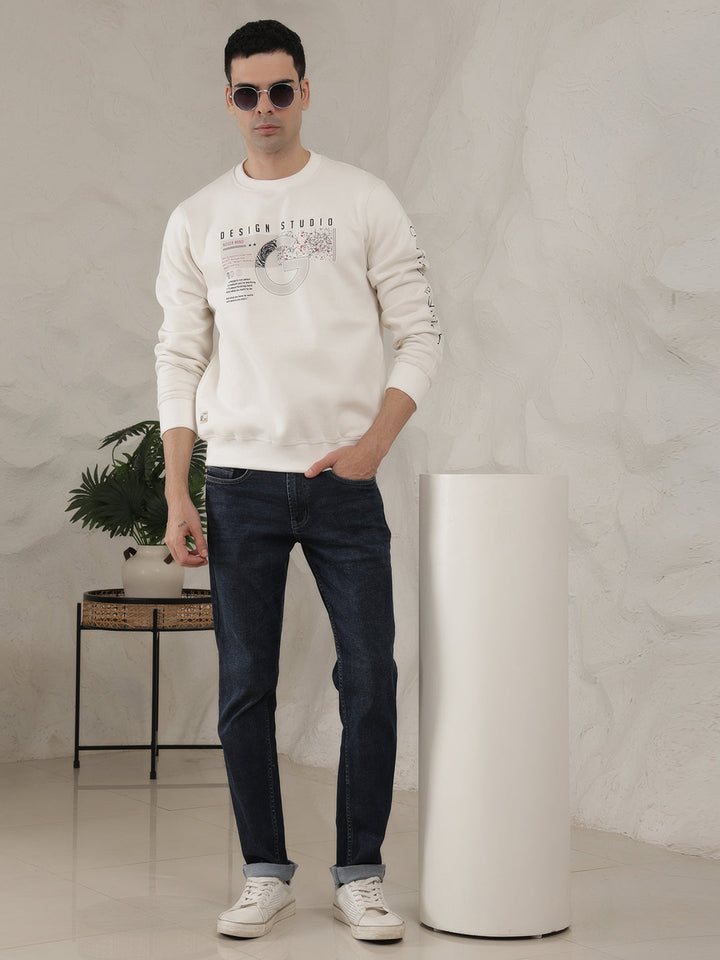 COBB CREAM PRINTED ROUND NECK SWEATSHIRT