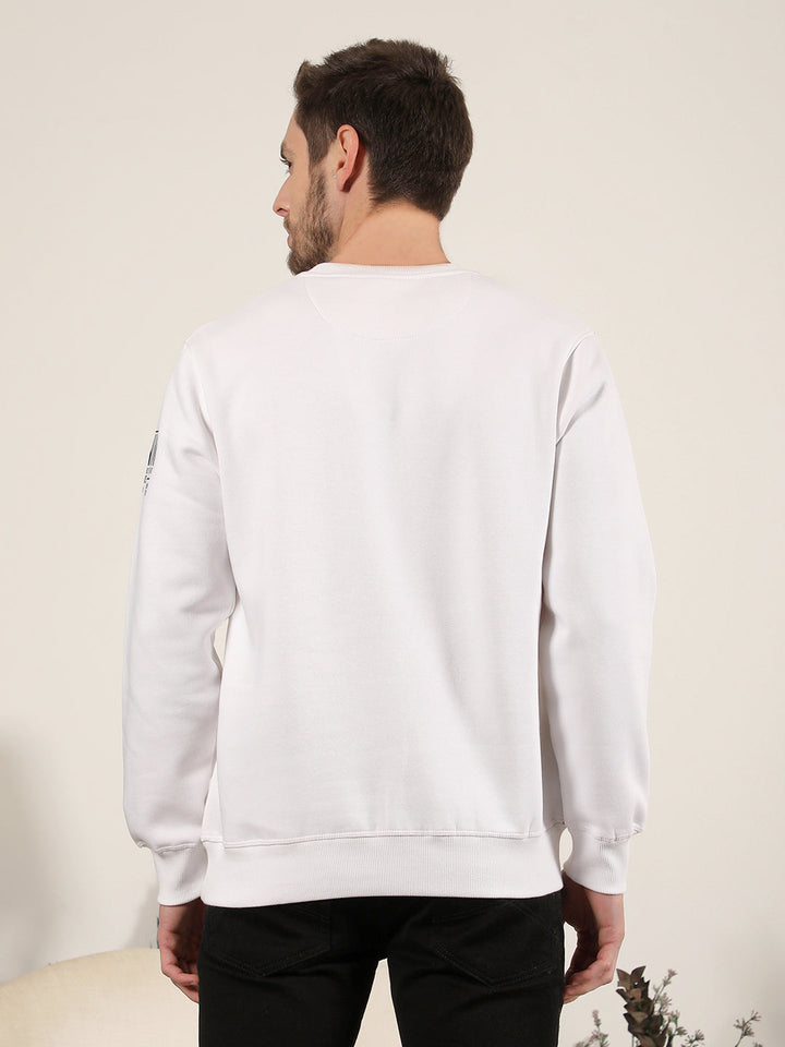 cobb white rust printed round neck sweatshirt