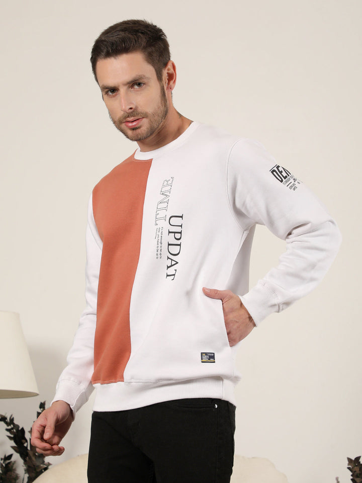 COBB WHITE RUST PRINTED ROUND NECK SWEATSHIRT