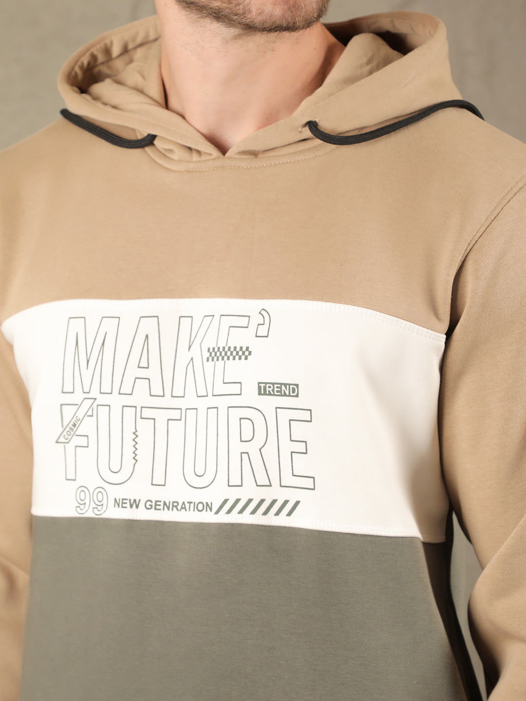 cobb light brown colourblock classic hoodie