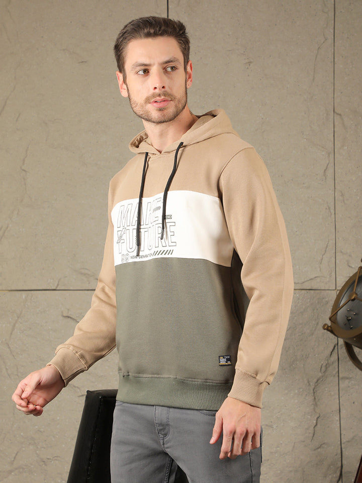 COBB LIGHT BROWN COLOURBLOCK CLASSIC HOODIE