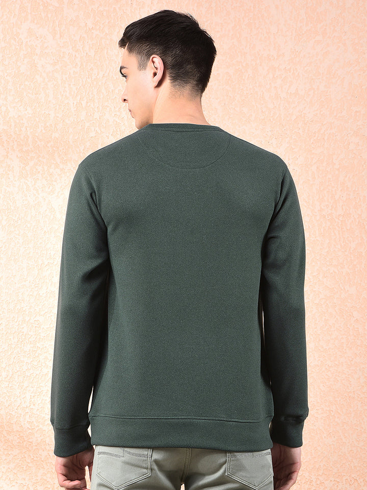 cobb solid bottle green round neck sweatshirt