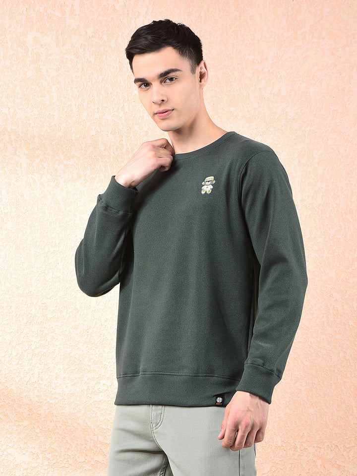 cobb solid bottle green round neck sweatshirt