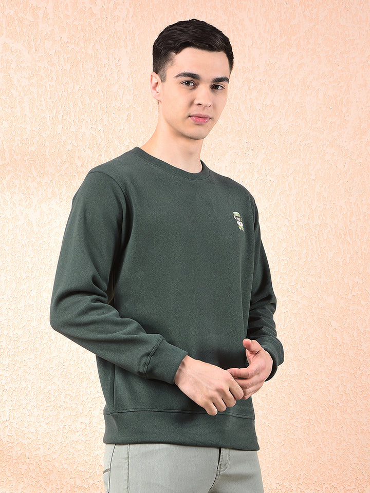 cobb solid bottle green round neck sweatshirt
