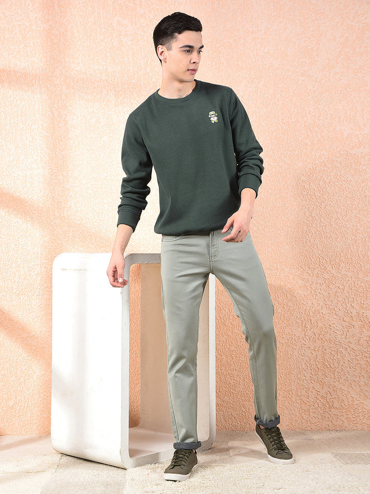 COBB SOLID BOTTLE GREEN ROUND NECK SWEATSHIRT