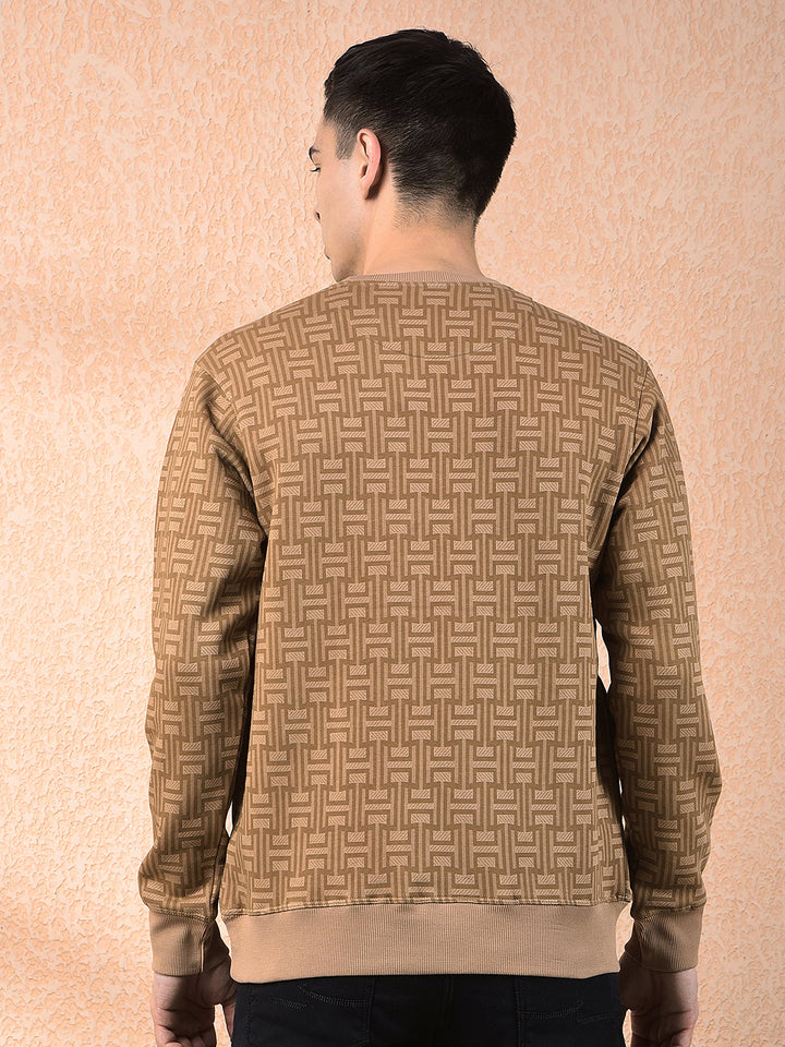 cobb brown printed round neck sweatshirt