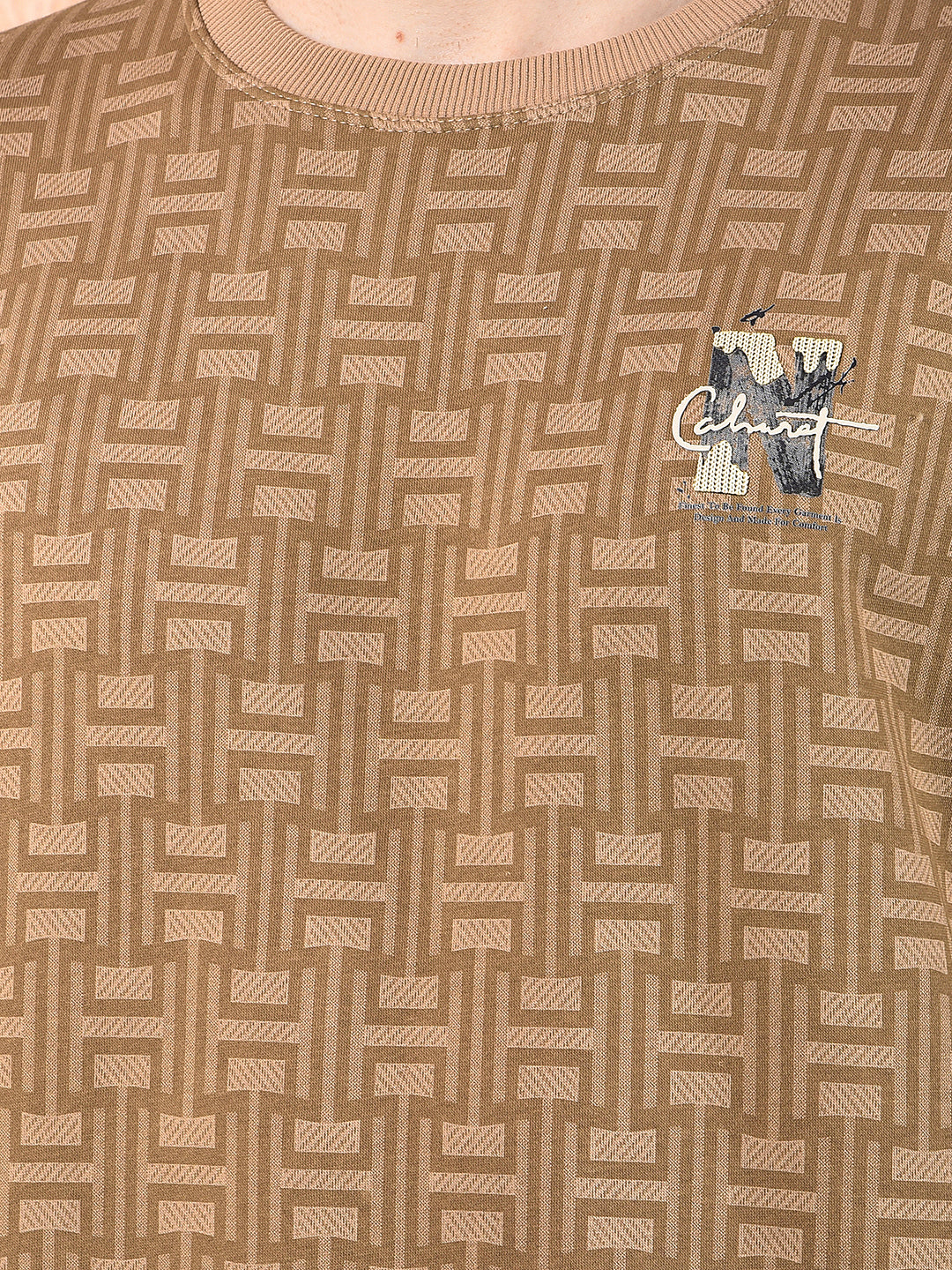 cobb brown printed round neck sweatshirt