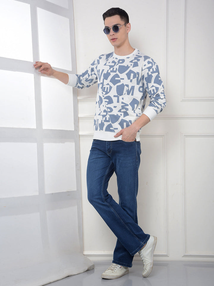 COBB WHITE PRINTED ROUND NECK SWEATSHIRT
