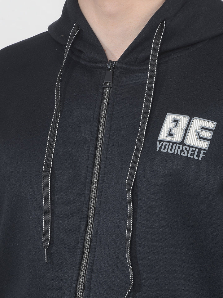 COBB NAVY BLUE PRINTED ZIP-UP HOODIE