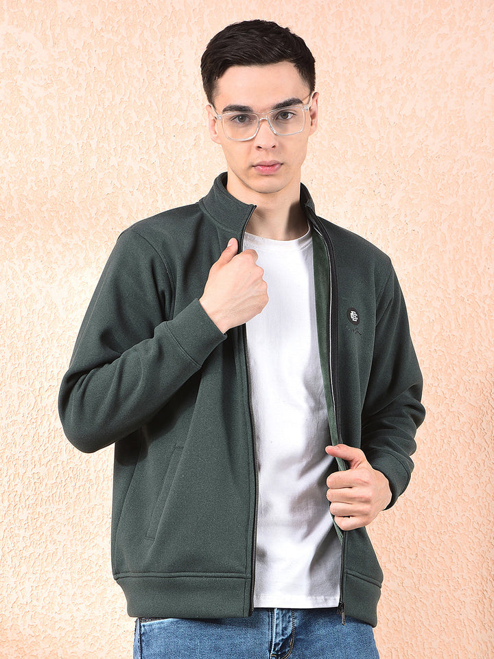 cobb solid green zip-up sweatshirt
