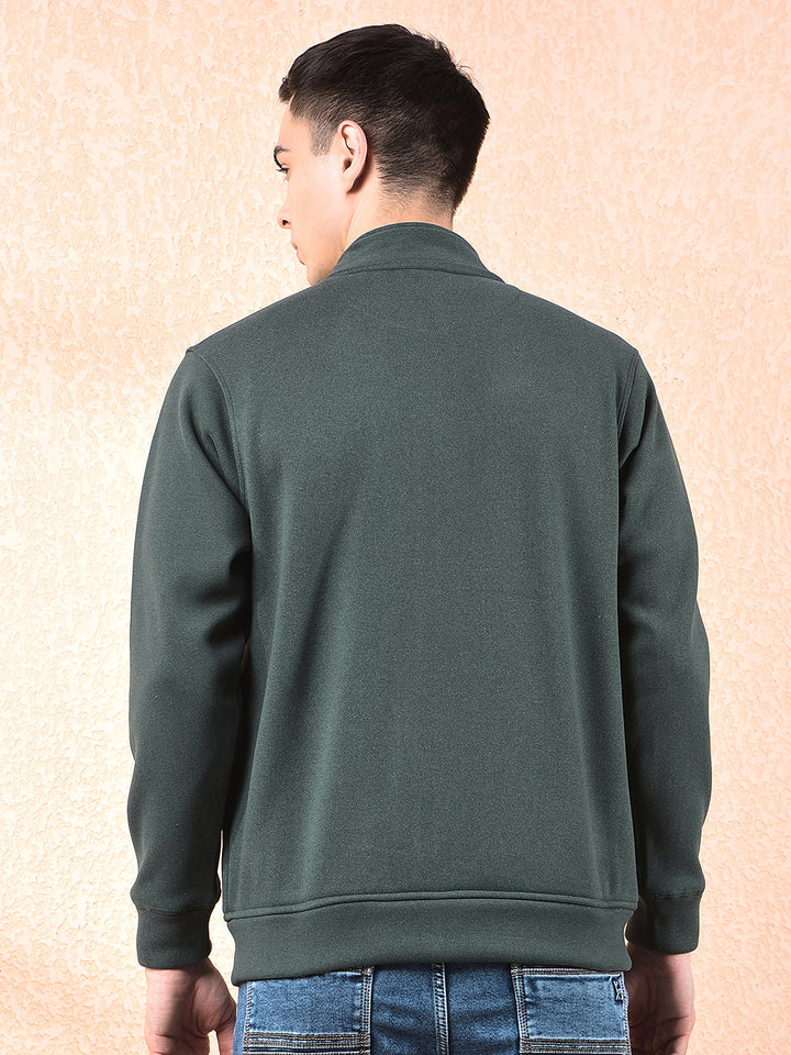 cobb solid green zip-up sweatshirt