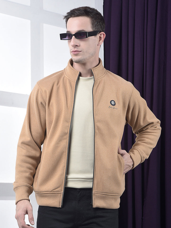 cobb solid tan zip-up sweatshirt