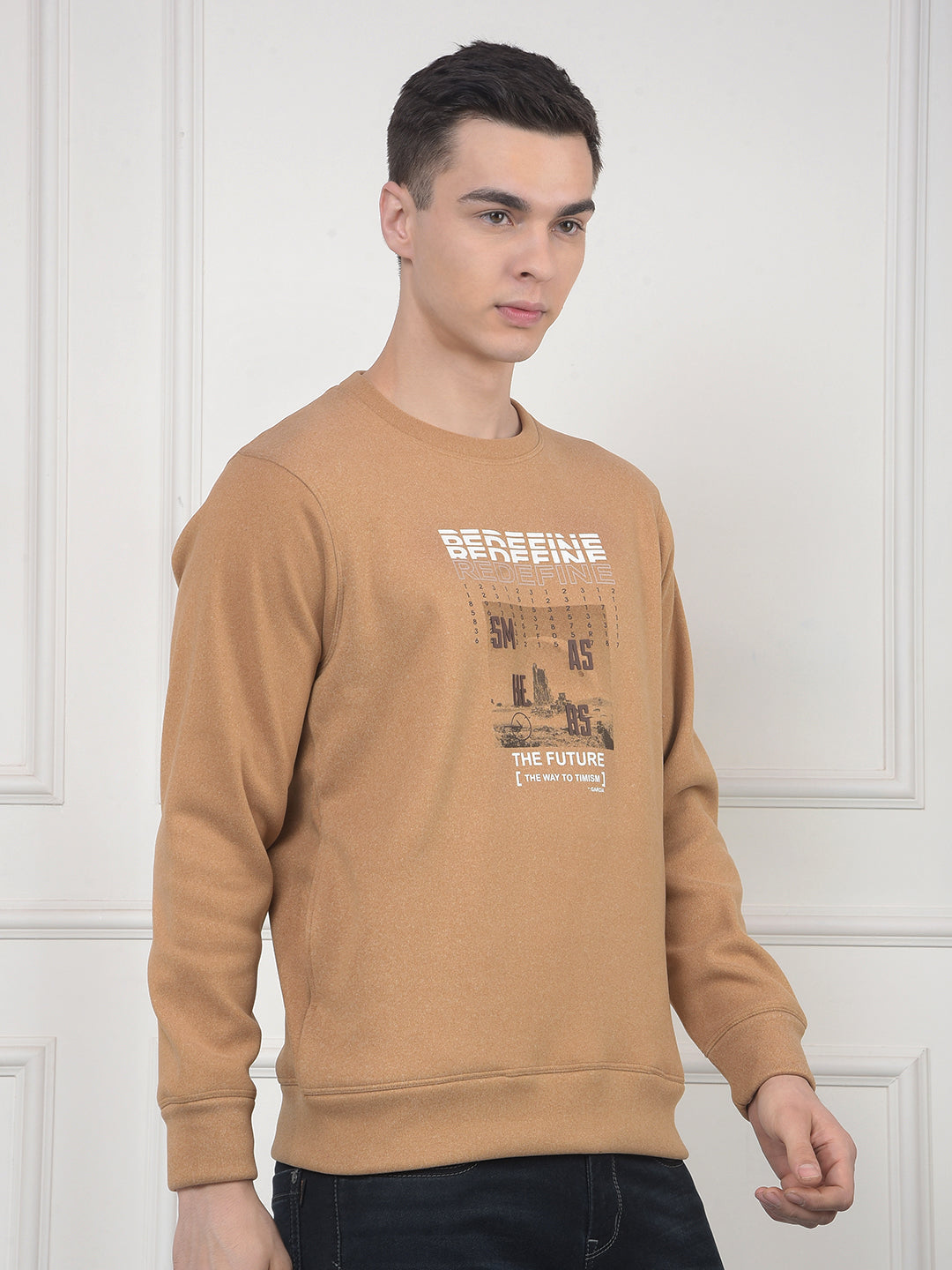 cobb rust printed round neck sweatshirt