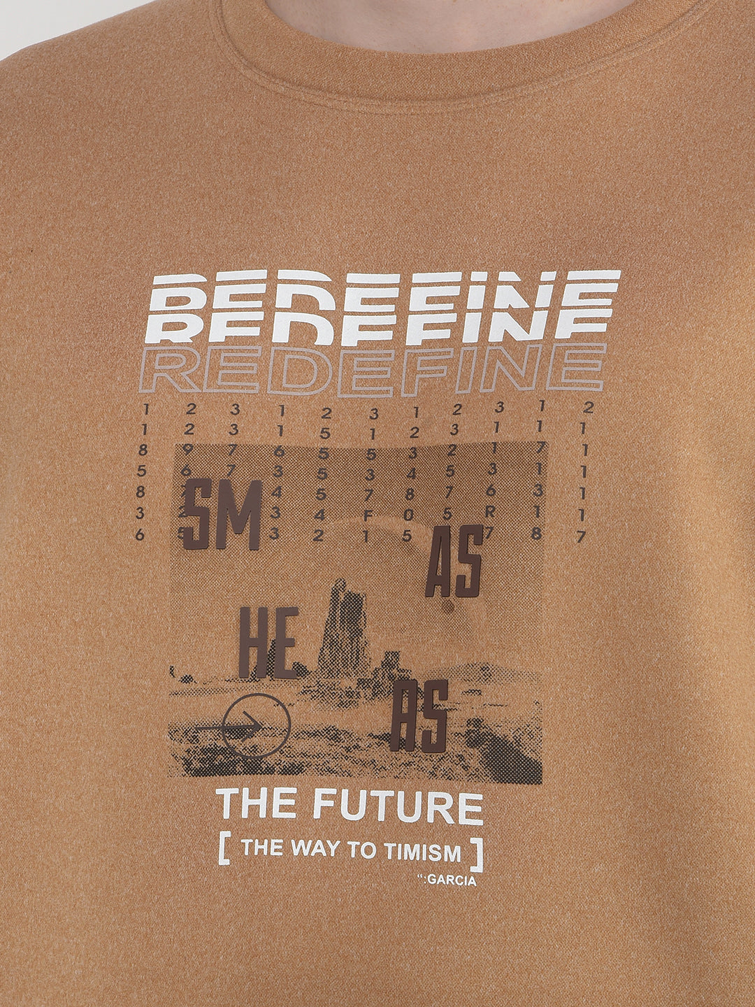 COBB RUST PRINTED ROUND NECK SWEATSHIRT