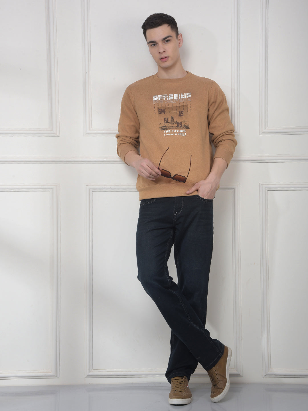 COBB RUST PRINTED ROUND NECK SWEATSHIRT