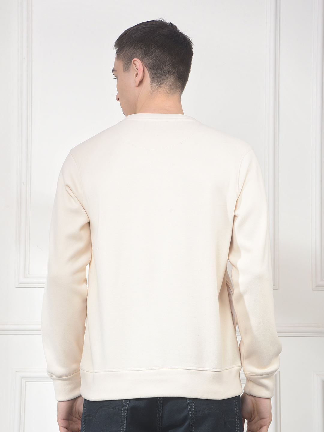 cobb cream printed round neck sweatshirt