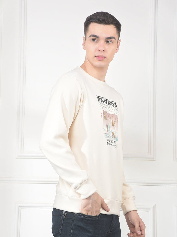 cobb cream printed round neck sweatshirt
