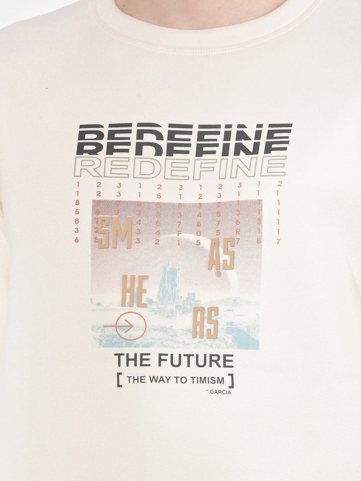 COBB CREAM PRINTED ROUND NECK SWEATSHIRT