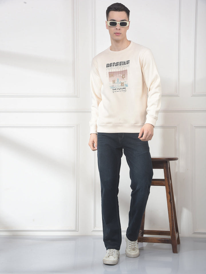 COBB CREAM PRINTED ROUND NECK SWEATSHIRT