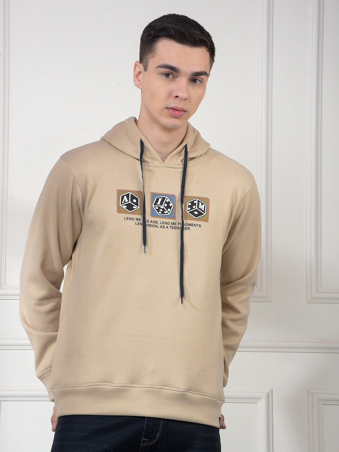 cobb beige printed classic hoodie