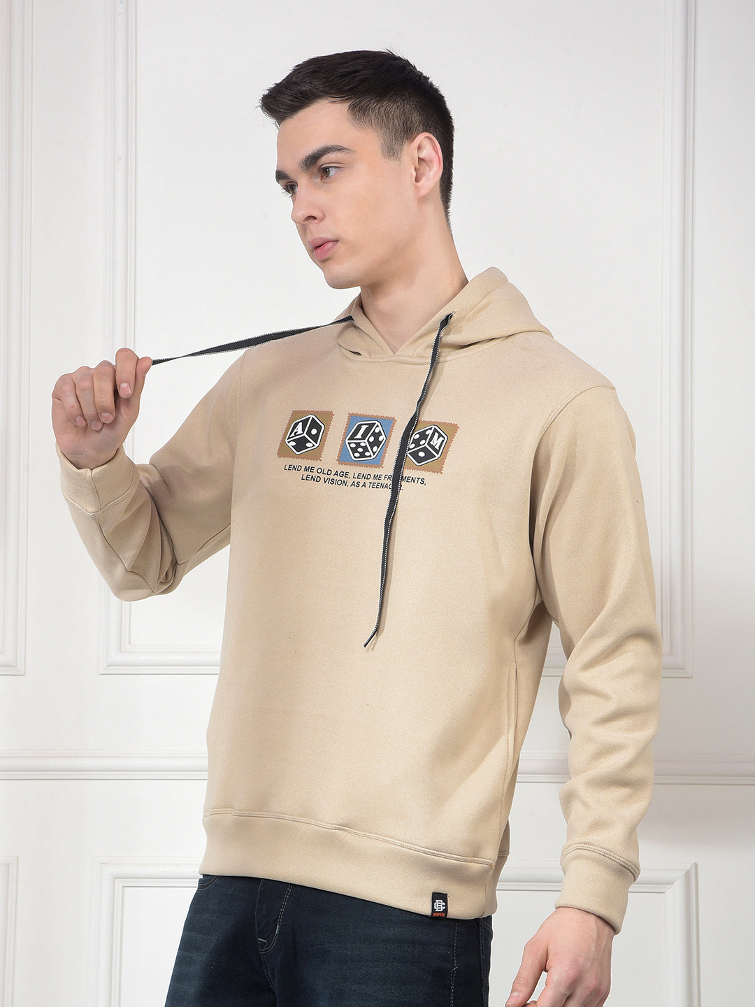 COBB BEIGE PRINTED CLASSIC HOODIE